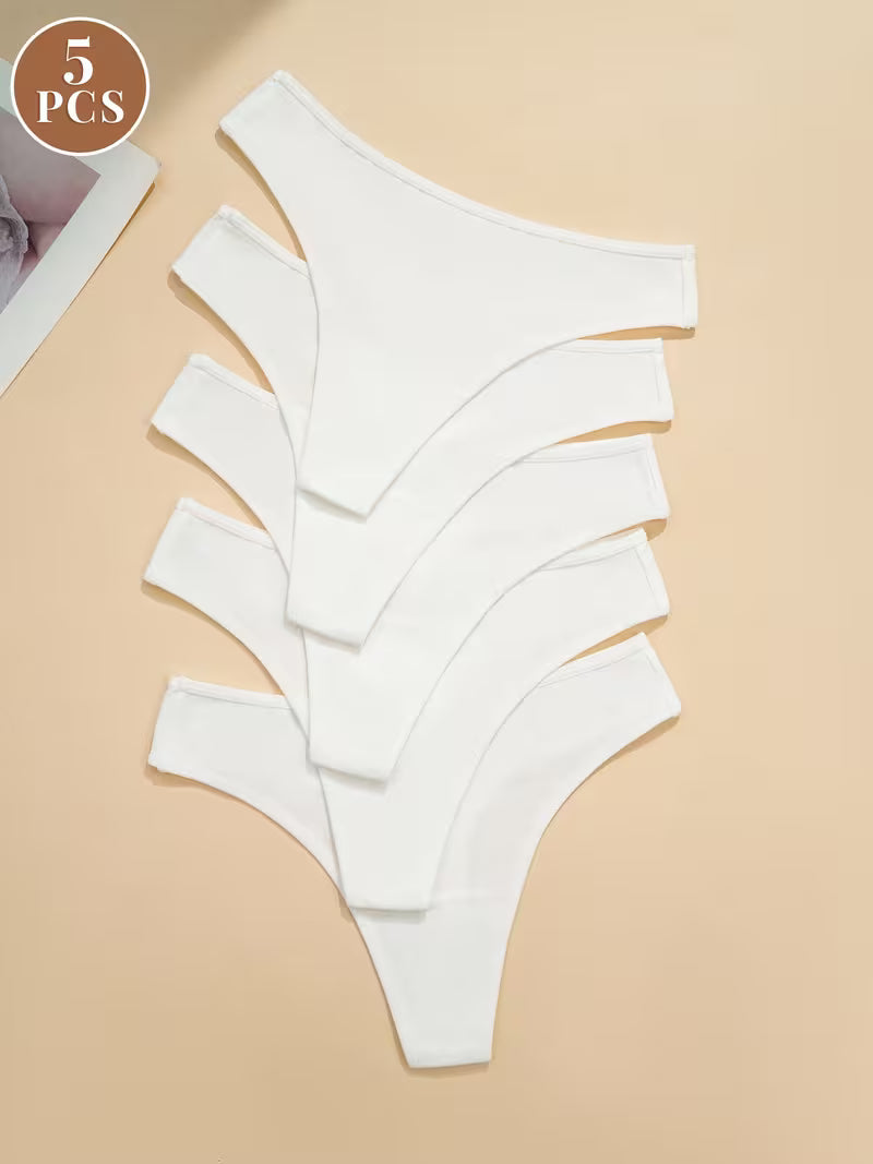 Zestaw 5 bawełnianych stringów – niski stan i czysta linia