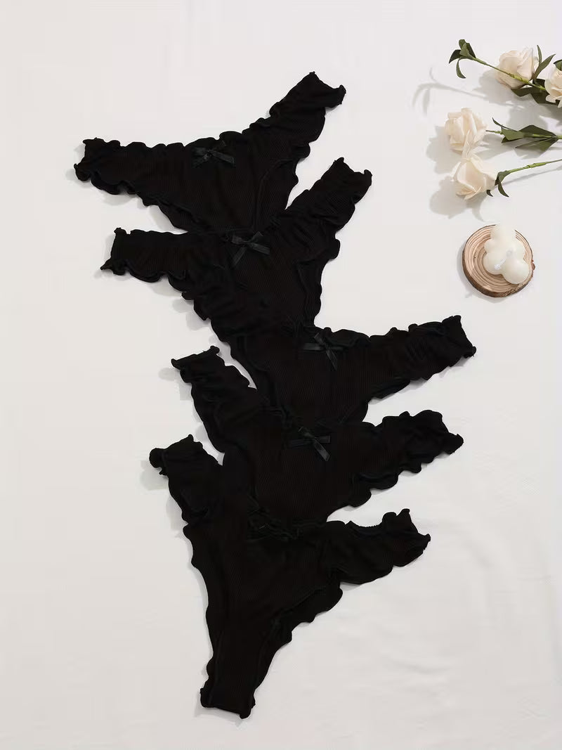 Zestaw 5 stringów V – minimalistyczna forma i subtelna kokarda