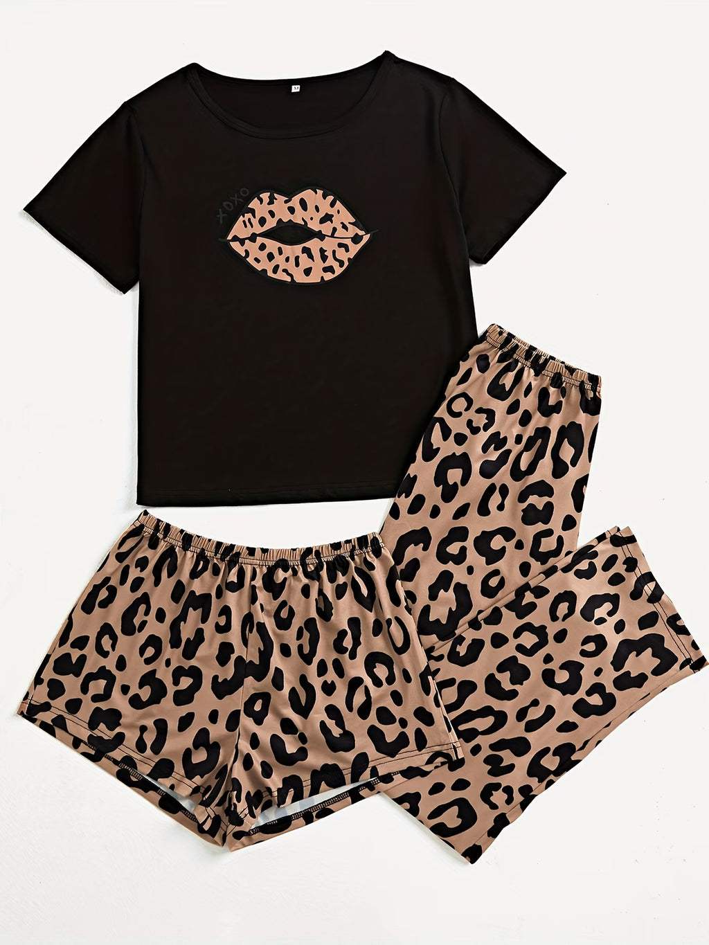 Casualowy komplet domowy damski 3-częściowy – wygodny zestaw z motywem leopard