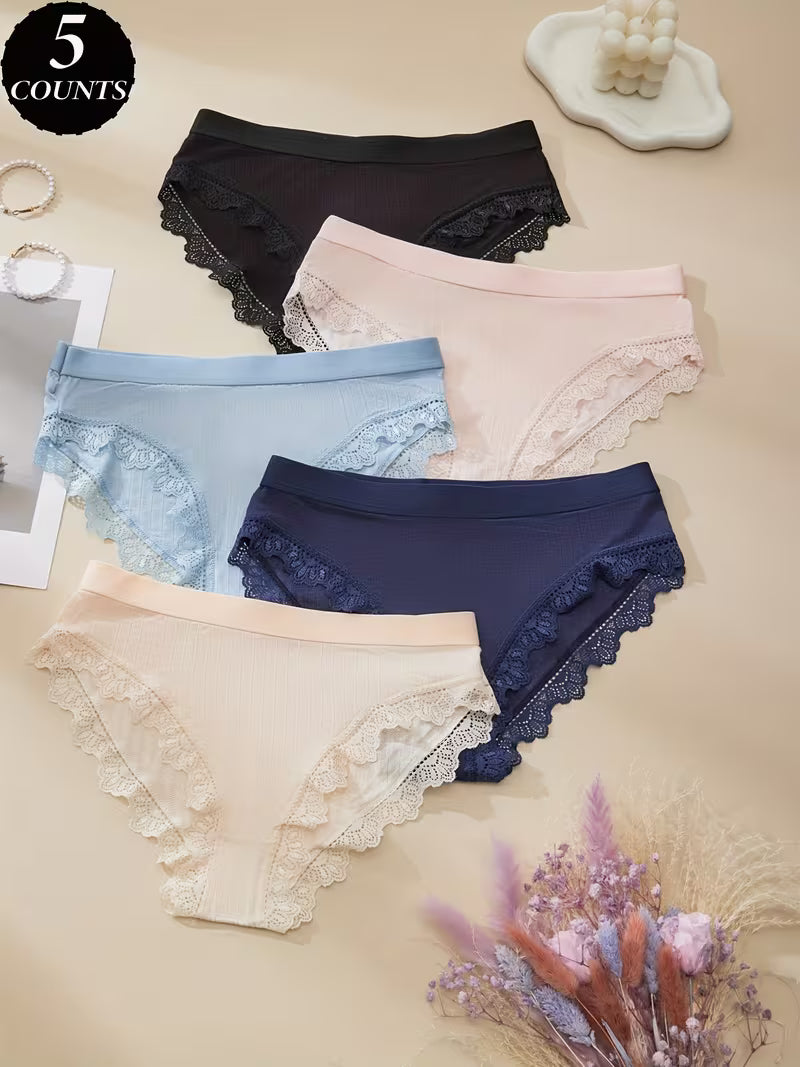 Zestaw majtek damskich 5 sztuk – miękka wiskoza i delikatne wykończenie