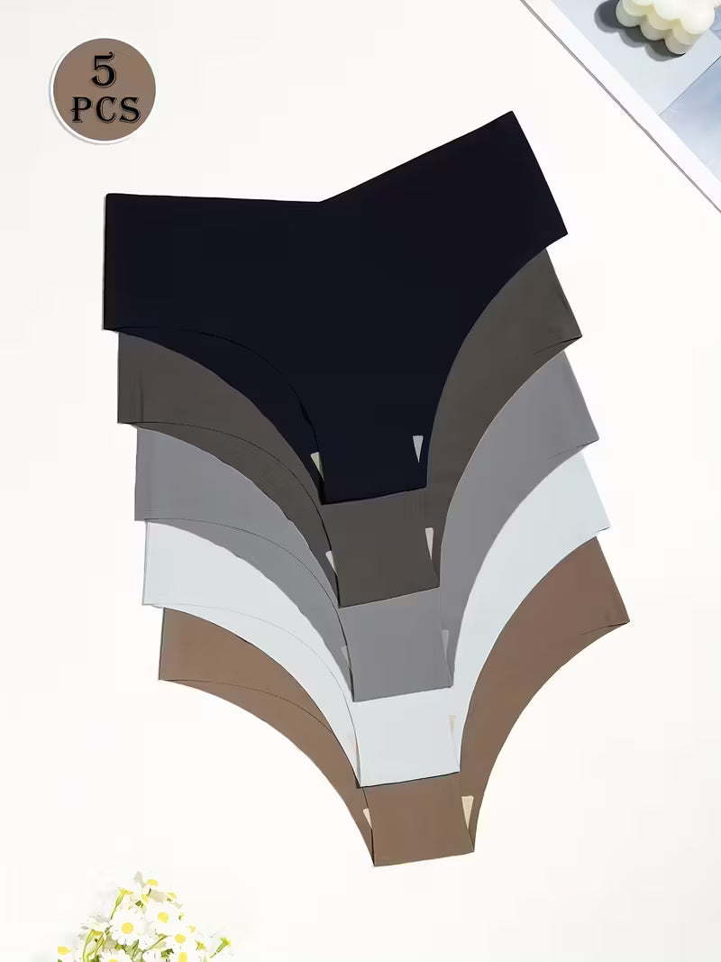 Zestaw bezszwowych majtek damskich 5 sztuk – niski stan i linia V
