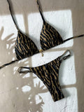 Leopardzie bikini damskie – halter i biżuteryjny detal