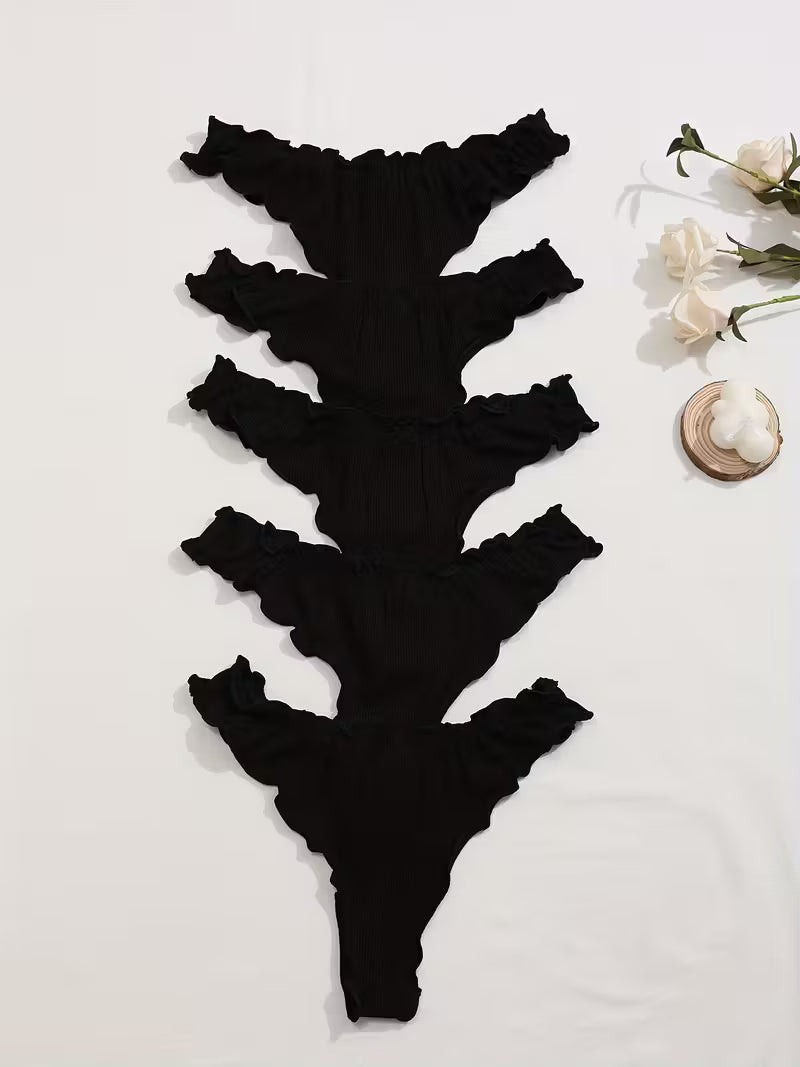 Zestaw 5 stringów V – minimalistyczna forma i subtelna kokarda