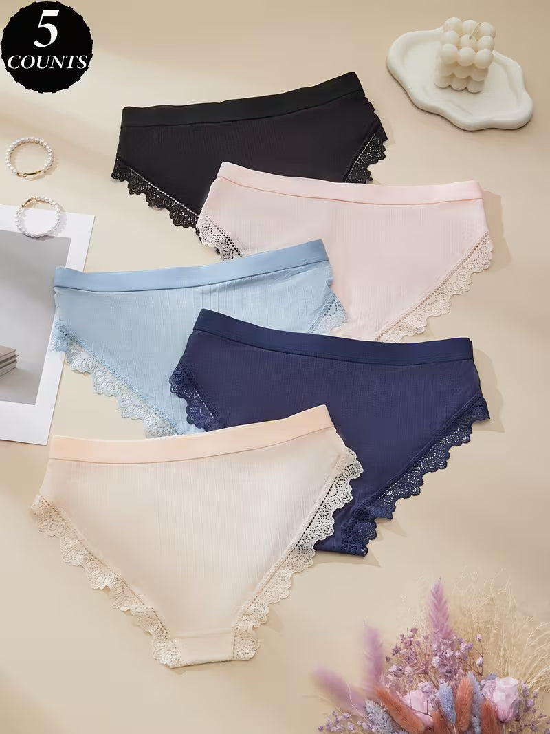 Zestaw majtek damskich 5 sztuk – miękka wiskoza i delikatne wykończenie