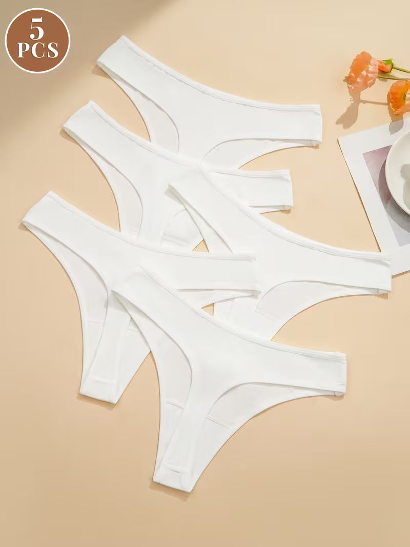 Zestaw 5 bawełnianych stringów – niski stan i czysta linia