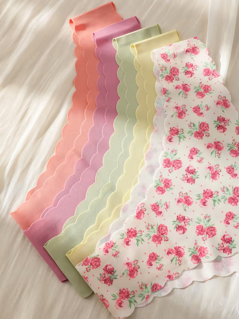 Zestaw bezszwowych majtek damskich 5 sztuk – pastelowe kolory i falbankowa linia