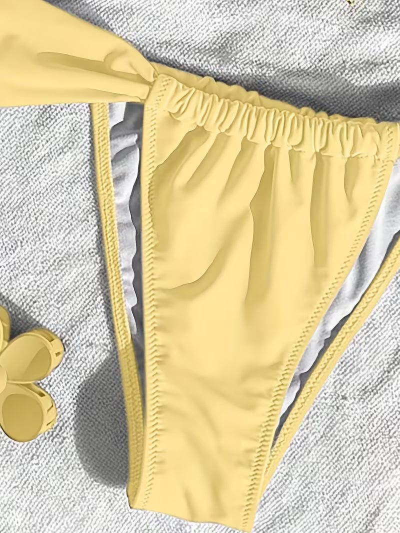 Jednokolorowe bikini damskie halter – letnia lekkość i czysta linia