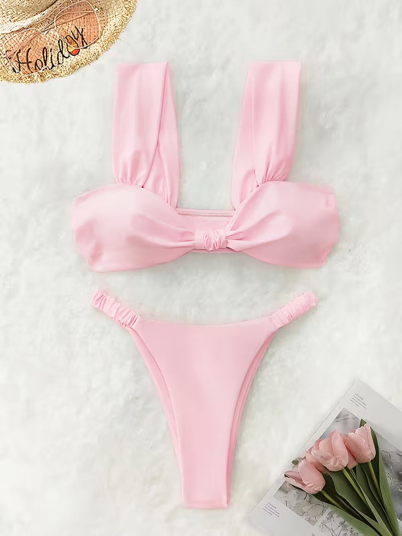 Różowy komplet bikini damski –  kobiecy i elegancki styl