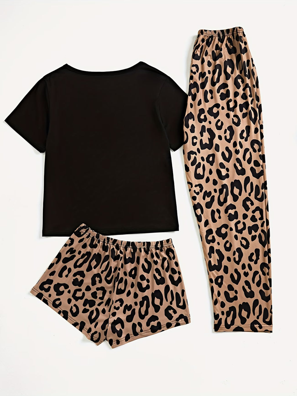 Casualowy komplet domowy damski 3-częściowy – wygodny zestaw z motywem leopard
