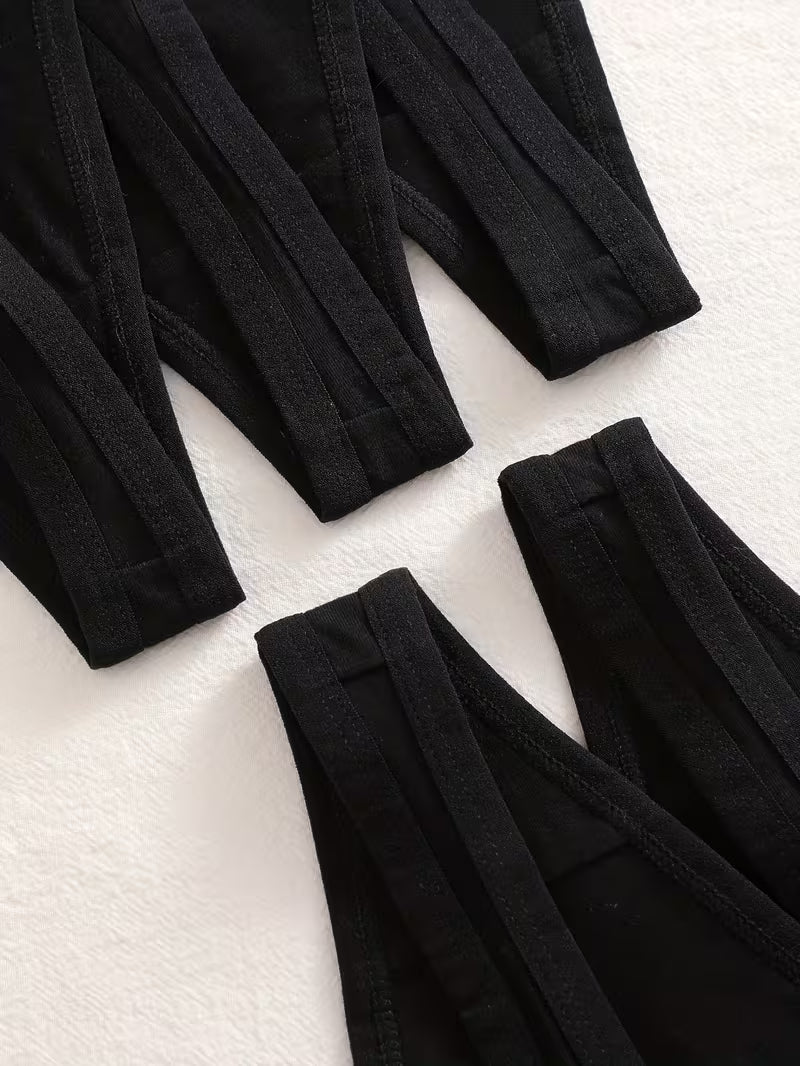 Zestaw 5 bawełnianych stringów – minimalistyczna czerń i codzienny komfort